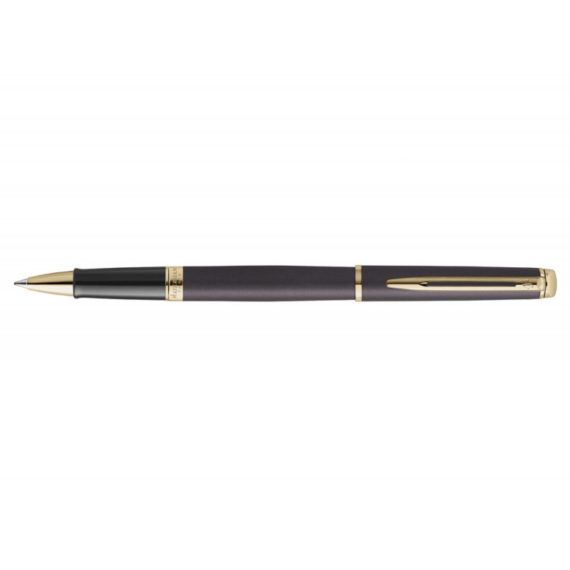 Roller waterman hemisphere metallic capuchon clip pointe fine encre noire coloris noir lave coffret cadeau