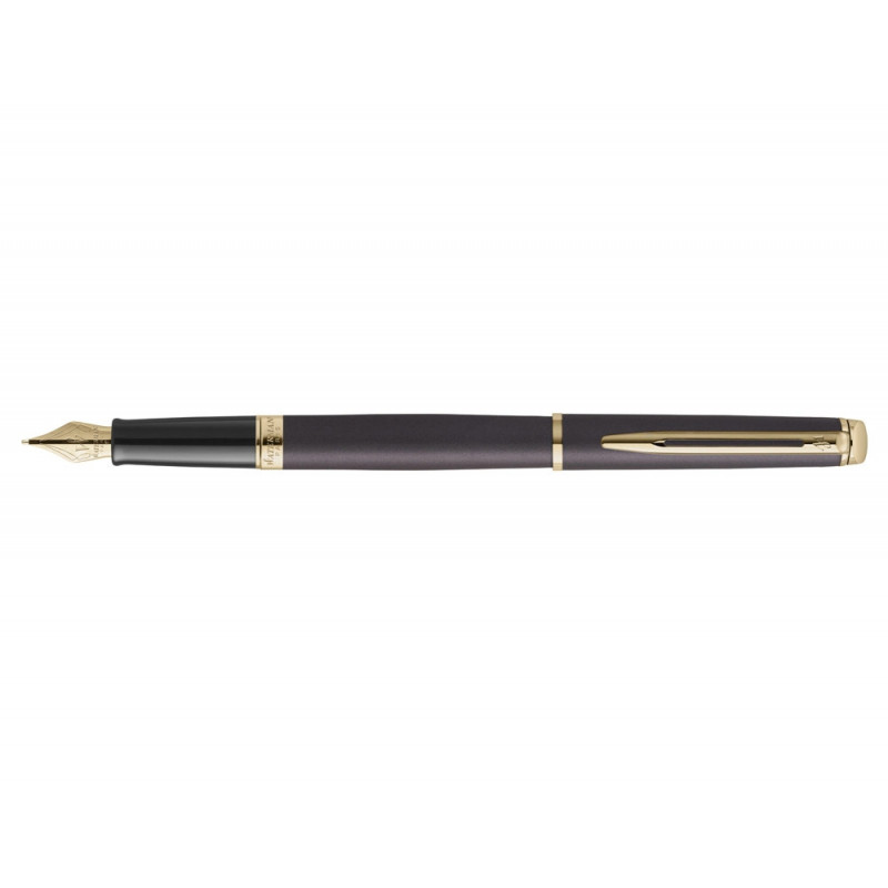 Stylo-plume waterman hemisphere metallic capuchon clip pointe fine coloris noir lave coffret cadeau