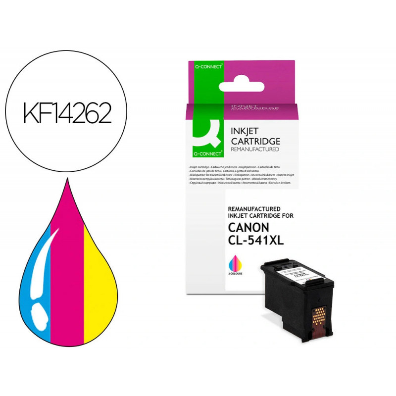 Cartouche q-connect jet d'encre compatible canon cl-541xl 600p couleur cyan/magenta/jaune
