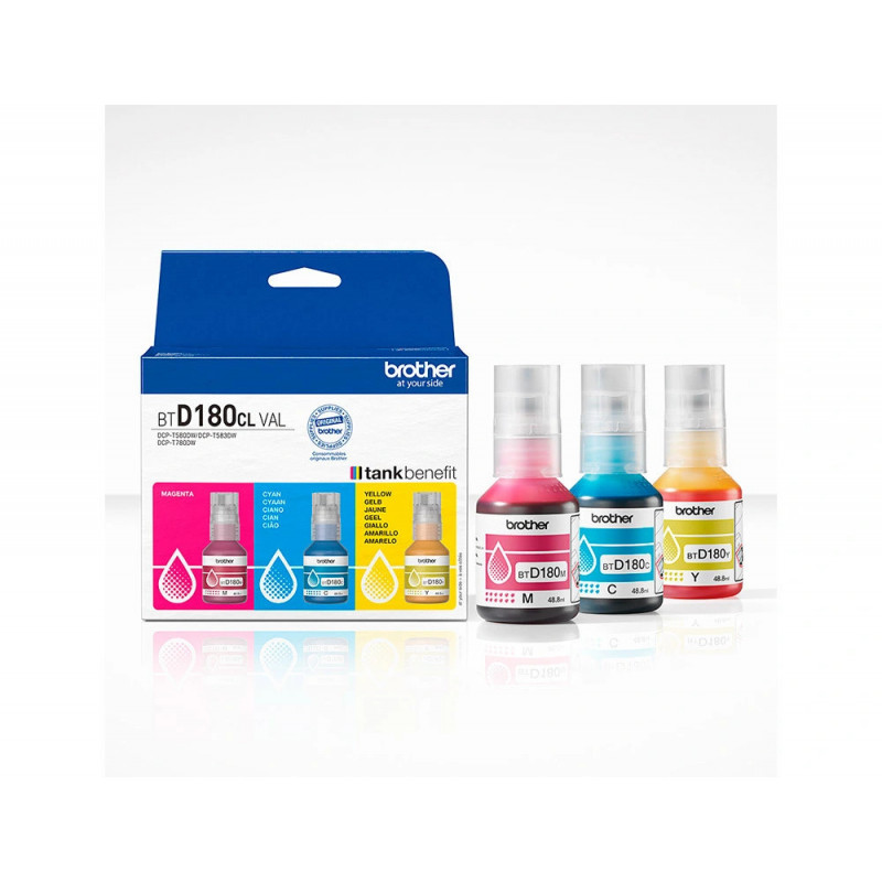 Cartouche brother encre btd180clval pack 3 encres cyan/magenta/jaune 5000p