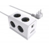Multiprise q-connect 10 en 1 cable 1,4m 6 prises courant 3 ports usb 1 port usb-c 140x76x87 mm
