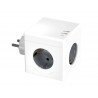 Multiprise q-connect power cube 6 en 1 connexion directe murale 3 prises courant 2 ports usb 1 port