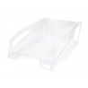 Corbeille a courrier q-connect plastique grande capacite avec poignee transparente 386x270x115mm