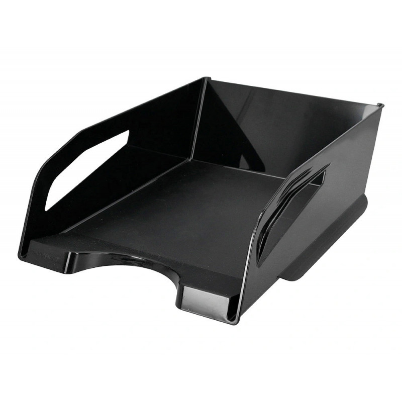 Corbeille a courrier q-connect plastique grande capacite avec poignee noire opaque 386x270x115mm
