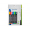 Feutre staedtler triplus fineliner 334 triangulaire pointe superfine 0,3mm coloris assortis etui carton