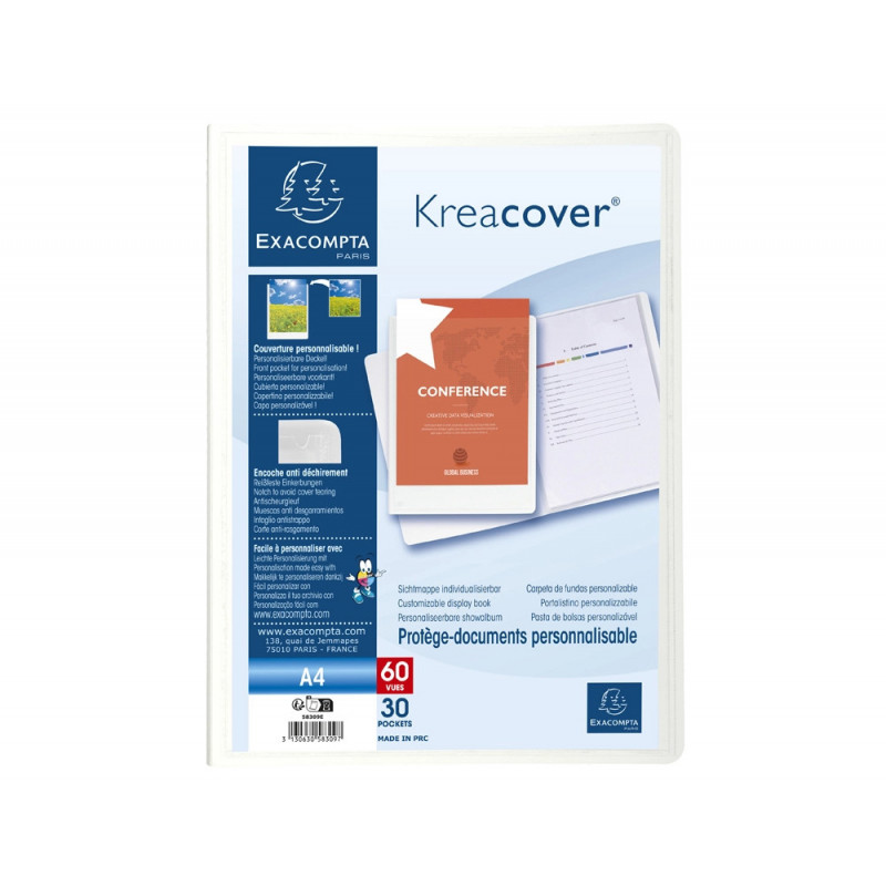 Porte-vues exacompta krea cover pp 60 vues coloris blanc