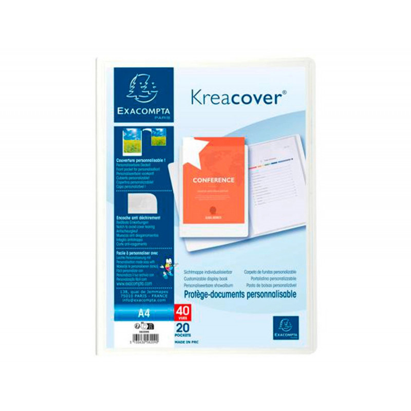 Porte-vues exacompta krea cover pp 40 vues coloris blanc