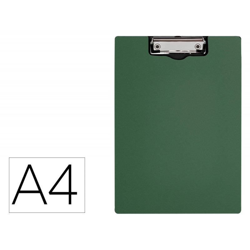 Porte-bloc q-connect miniclip superieur din a4 plastique 50% recycle epaisseur 2,1mm coloris vert olive