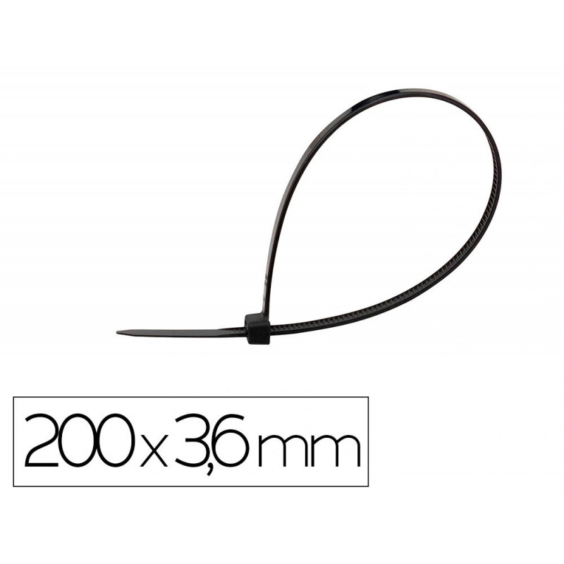 Scelle q-connect 200x3,6mm coloris noir sachet 100 unites
