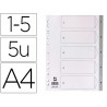 Intercalaire q-connect numerique 1-5 plastique 5 positions a4 indice multiperfore