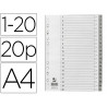 Intercalaire q-connect numerique 1-20 plastique 20 positions a4 indice multiperfore