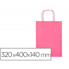 Sac papier q-connect cellulose l anse torsadee 320x400x14mm coloris rose