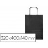 Sac papier q-connect cellulose l anse torsadee 320x400x14mm coloris noir