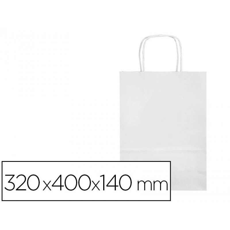 Sac papier q-connect cellulose l anse torsadee 320x400x14mm coloris blanc