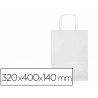 Sac papier q-connect cellulose l anse torsadee 320x400x14mm coloris blanc