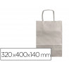 Sac papier q-connect kraft l anse torsadee 320x400x14mm coloris argent