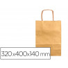 Sac papier q-connect kraft l anse torsadee 320x400x14mm coloris or