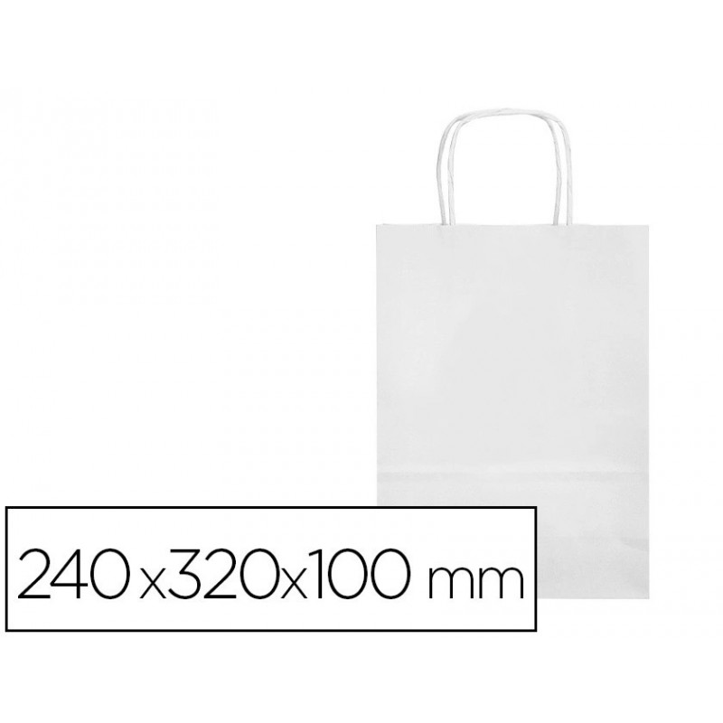 Sac papier q-connect cellulose s anse torsadee 240x320x10mm coloris blanc