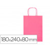 Sac papier q-connect cellulose xs anse torsadee 180x240x80mm coloris rose