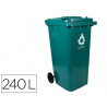 Poubelle conteneur q-connect plastique avec couvercle et roues capacite 240l 1040x620x610 mm coloris vert