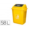 Poubelle q-connect plastique couvercle basculant 58l 470x330x760mm coloris jaune