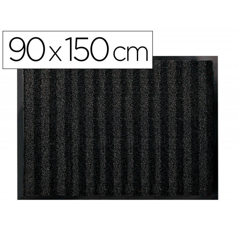 Tapis sol q-connect premium pour interieur antiderapant fibre polypropylene et feutre 90x150cm coloris gris