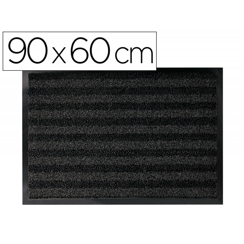 Tapis sol q-connect premium pour interieur antiderapant fibre polypropylene et feutre 90x60cm coloris gris