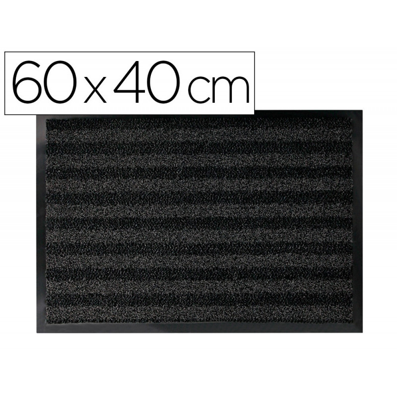 Tapis sol q-connect premium pour interieur antiderapant fibre polypropylene et feutre 60x40cm coloris gris