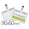 Badge q-connect pvc clip bristol blanc ideal conferences reunions receptions 90x60mm paquet 25 unites