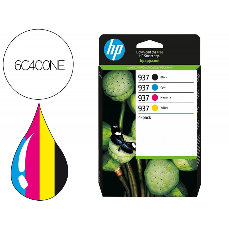 Cartouche hp jet d'encre original 937 6c400ne pack 4 couleurs