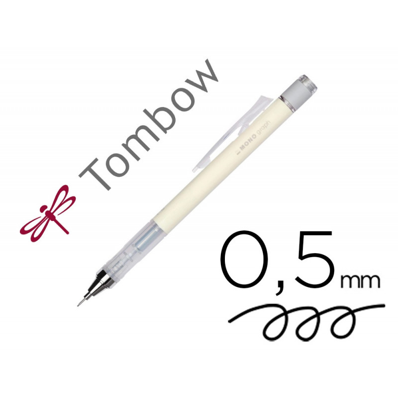 Porte-mines tombow monograph 0,5mm rechargeable gomme telescopique interchangeable coloris corps jaune creme
