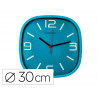 Horloge q-connect murale plastique mouvement silencieux diametre 30 cm coloris bleu