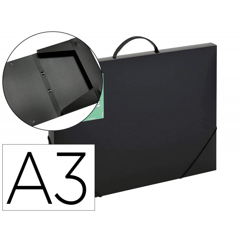 Boite de classement handelbox dos 3cm polypropylene a3 42,5x30,5x3cm coloris noir