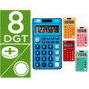 Calculatrice de poche liderpapel xf09 8 chiffres solaire et piles 115x65x8 mm presentoir de 16u