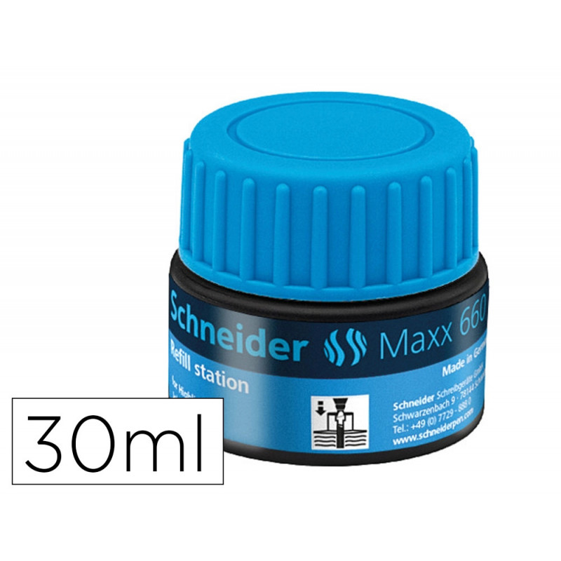 Recharge schneider maxx 660 surligneur job automatique 30ml coloris bleu