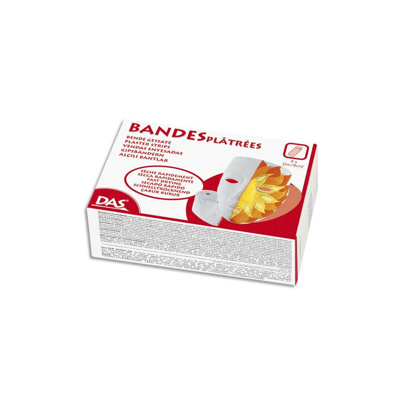 DAS Plâtre à moulages Etui de bande plâtrées Platroc - 4 bandes 8 cm x 3 m