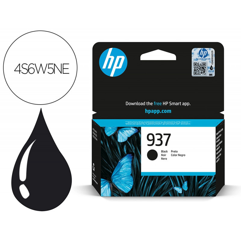 Cartouche hp jet d'encre original 937 4s6w5ne 1250 pages coloris noir