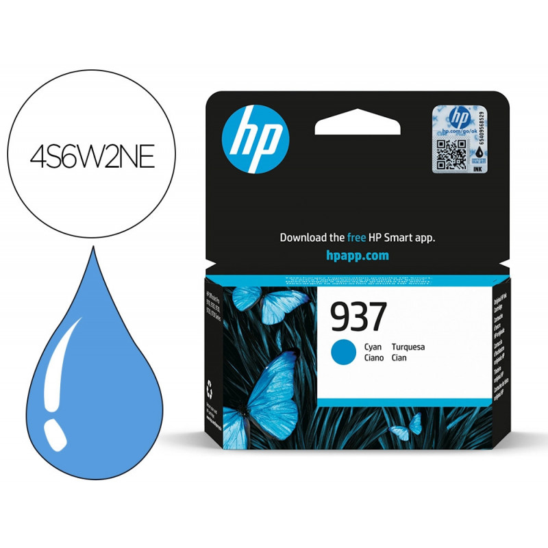 Cartouche hp jet d'encre original 937 4s6w2ne 800 pages coloris cyan