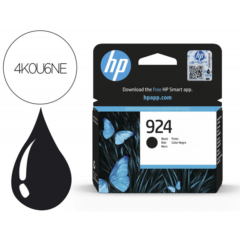 Cartouche hp jet d'encre original 924 4k0u6ne 500 pages coloris noir