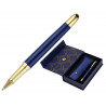 Stylo-bille et etui simili cuir belius soiree alum. details et attributs or encre bleue col. bleu marine coffret cadeau