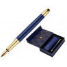 Stylo-plume et etui simili cuir belius soiree alum. details et attributs or encre bleue col. bleu marine coffret cadeau