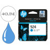 Cartouche hp jet d'encre original 924 4k0u3ne 400 pages coloris cyan