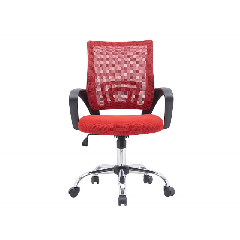 Fauteuil operateur q-connect siena maille base metal chrome hauteur max 1000mm largeur 560mm prof 570mm noir et rouge
