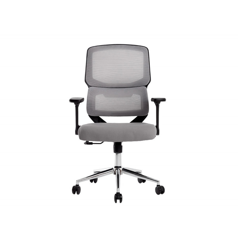 Fauteuil ergonomique q-connect lucca maille base metal chrome hauteur max 1090mm largeur 700mm prof 650mm gris et noir