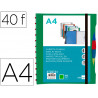 Protege-documents liderpapel personnalisable kangourou 40 pochettes amovibles 5 intercalaires a4 vert