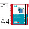 Protege-documents liderpapel personnalisable kangourou 40 pochettes amovibles 5 intercalaires a4 rouge