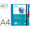 Protege-documents liderpapel personnalisable kangourou 40 pochettes amovibles 5 intercalaires a4 bleu