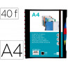 Protege-documents liderpapel personnalisable kangourou 40 pochettes amovibles 5 intercalaires a4 coloris noir