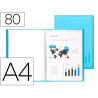 Protege-documents liderpapel polypropylene couverture flexible 80 pochettes fixes a4 220x297mm bleu translucide