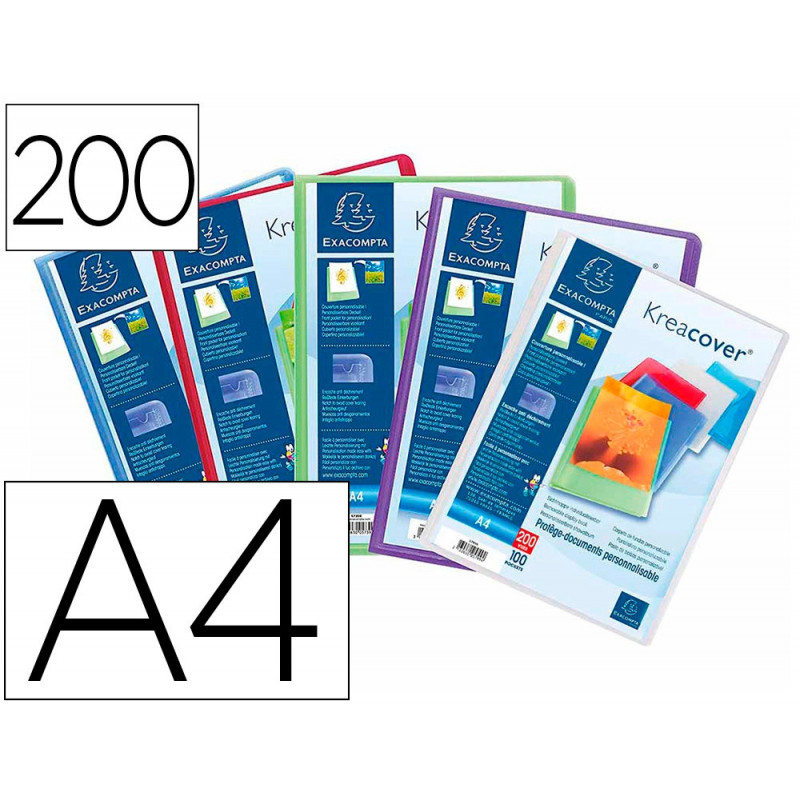 Protege-documents personnalisable exacompta polypropylene semi-rigide 24x32cm 200 vues coloris
